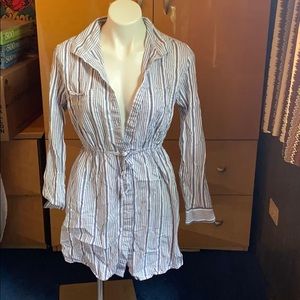 Blue and white striped dress